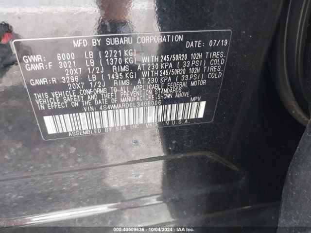 4S4WMARD0L3408006 Subaru Ascent Touring