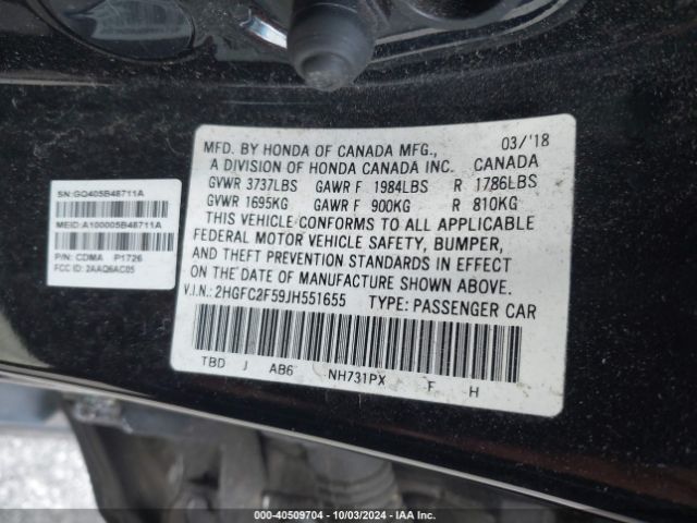2018 HONDA CIVIC 2HGFC2F59JH551655 Photo 8
