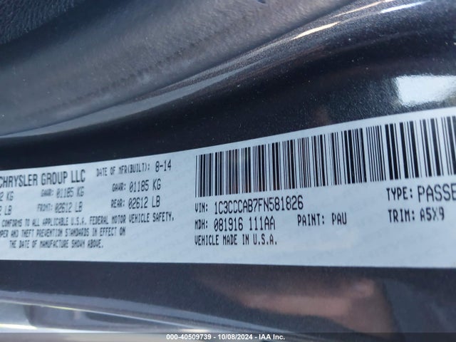 Chrysler 200 Limited 2015 1C3CCCAB7FN581826 Image 9