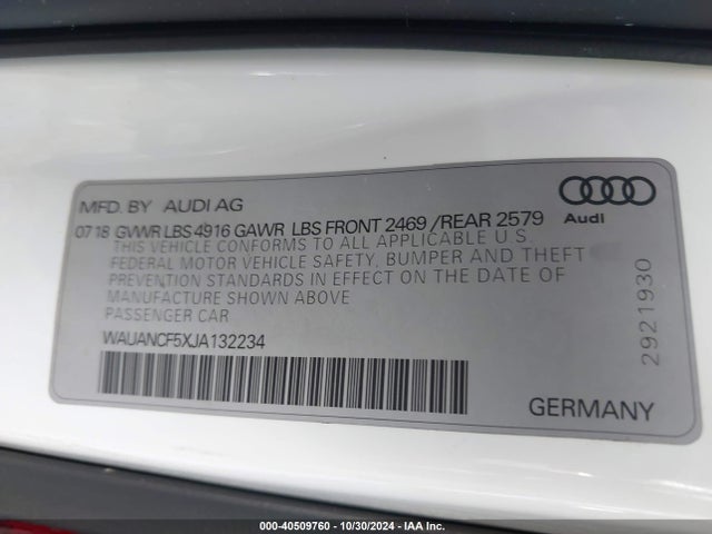 Audi A5 2.0t Premium 2018 WAUANCF5XJA132234 Image 9