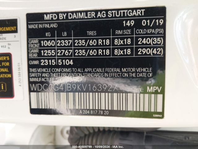 WDC0G4JB9KV163927 Mercedes-Benz GLC 300