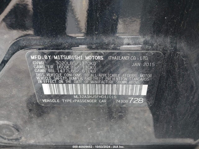 2015 MITSUBISHI MIRAGE ML32A3HJ5FH041015 Photo 8