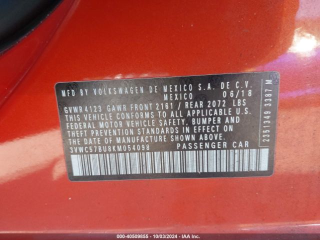 3VWC57BU8KM054098 Volkswagen Jetta 1.4t R-line/1.4t S/1.4t Se