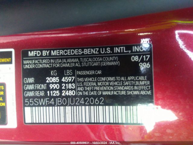 55SWF4JB0JU242062 Mercedes-Benz C 300