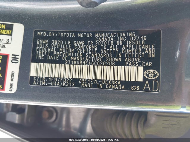 Toyota Corolla S Plus 2016 2T1BURHE4GC620206 Image 9