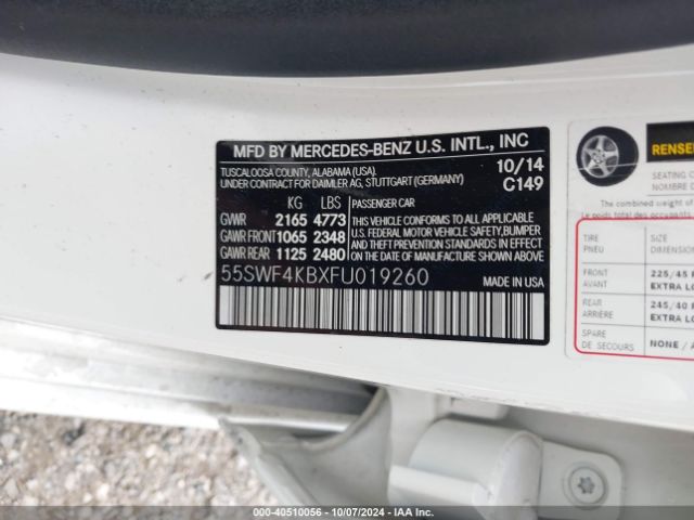 55SWF4KBXFU019260 Mercedes-Benz C 300