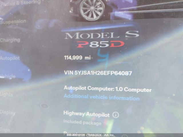 5YJSA1H26EFP64087 Tesla Model S P85d