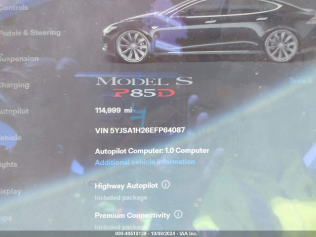 5YJSA1H26EFP64087 Tesla Model S P85d