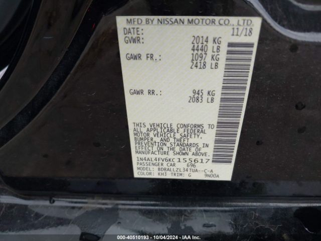 2019 NISSAN ALTIMA 1N4AL4FV6KC155617 Photo 8