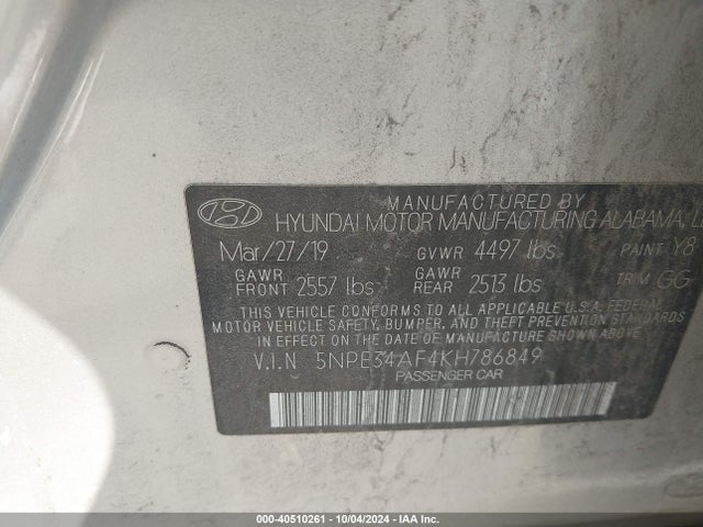 Hyundai SONATA SEL 2019 5NPE34AF4KH786849 Image 9