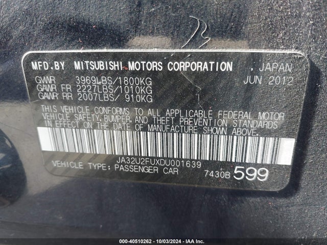 2013 MITSUBISHI LANCER JA32U2FUXDU001639 Photo 8