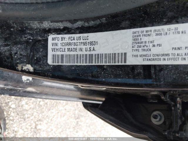 1C6RRFBG7PN519531 RAM 1500 Big Horn  4x4 6'4 Box