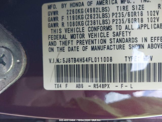 5J8TB4H54FL011008 Acura RDX
