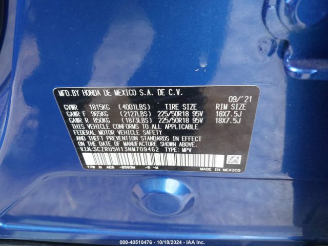 3CZRU5H13NM709462 Honda Hr-v 2wd Sport