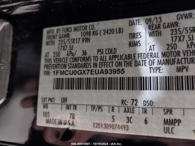1FMCU0GX7EUA93955 Ford ESCAPE SE