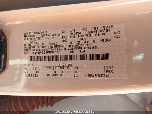 Ford F-150 Raptor 2018 1FTFW1RG5JFB96577 Image 9