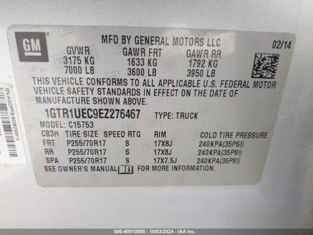 1GTR1UEC9EZ276467 GMC Sierra 1500 Sle