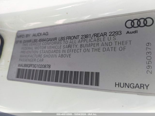WAUB8GFF3G1020878 Audi A3 2.0t Premium