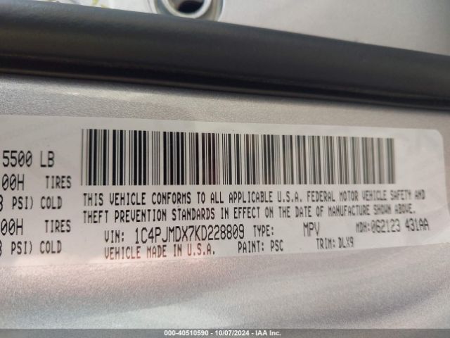 1C4PJMDX7KD228809 Jeep Cherokee Limited 4x4