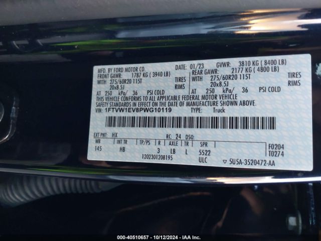 1FTVW1EV8PWG10119 Ford F-150 Lightning Lariat