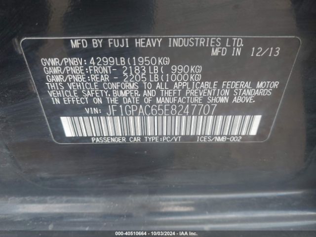 JF1GPAC65E8247707 Subaru Impreza 2.0i Premium