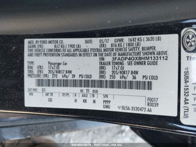 3FADP4GX8HM133112 Ford FIESTA ST