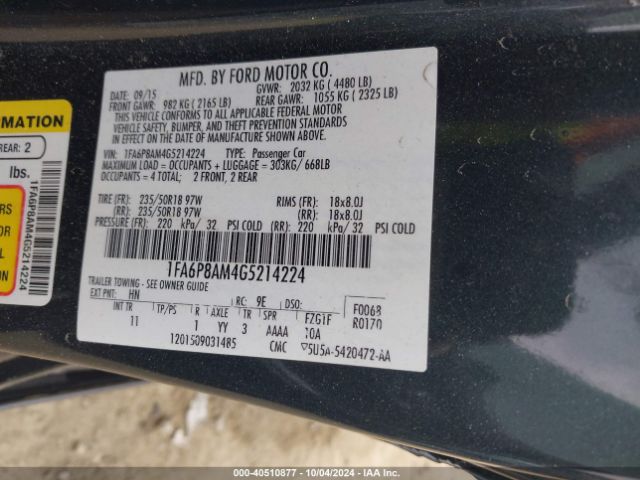 1FA6P8AM4G5214224 Ford Mustang V6