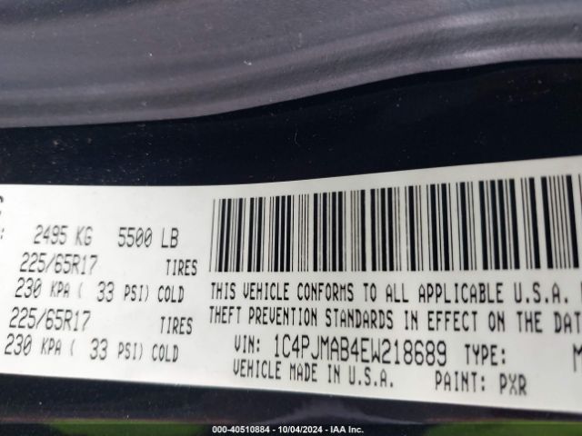 1C4PJMAB4EW218689 Jeep Cherokee Sport