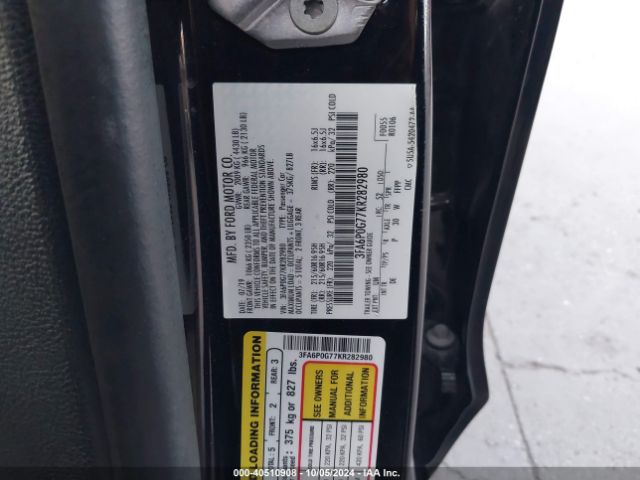 3FA6P0G77KR282980 Ford FUSION S