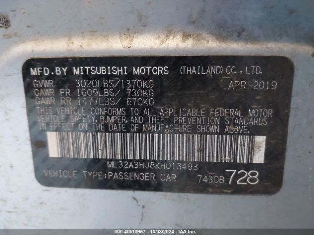 ML32A3HJ8KH013493 Mitsubishi Mirage Rf
