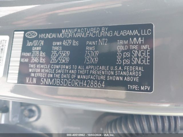 5NMJB3DE0RH428864 Hyundai TUCSON SEL