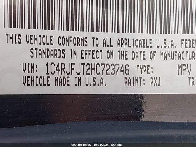 1C4RJFJT2HC723746 Jeep Grand Cherokee Summit 4x4