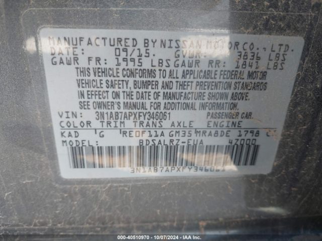 3N1AB7APXFY346061 Nissan SENTRA SR