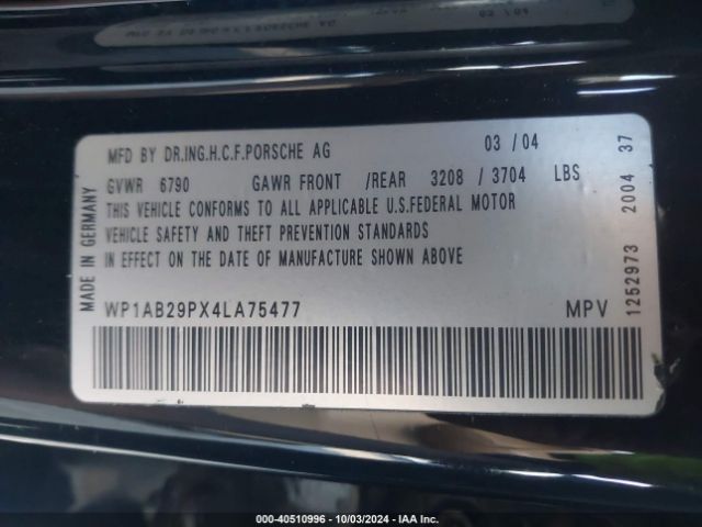 2004 PORSCHE CAYENNE WP1AB29PX4LA75477 Photo 8