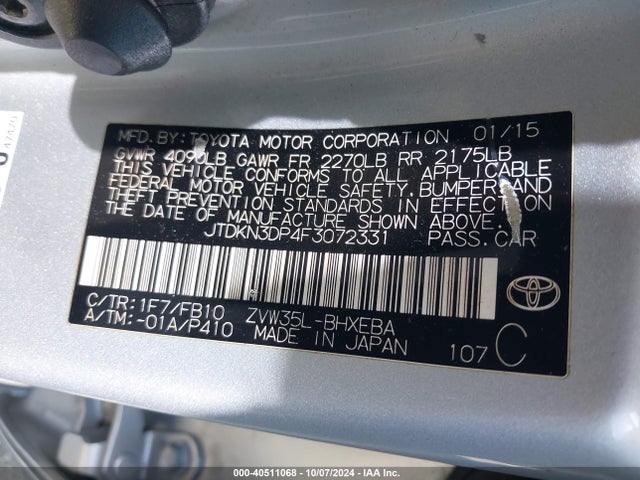 Toyota PRIUS PLUG-IN 2015 JTDKN3DP4F3072331 Image 9