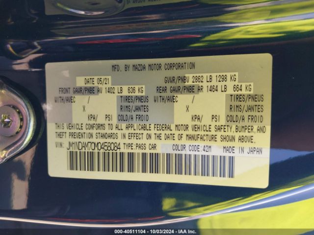 JM1NDAM70M0458084 Mazda Mx-5 Miata Rf Grand Touring