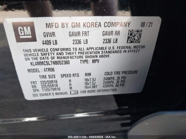 KL4MMCSL7NB052360 Buick Encore Gx Awd Preferred