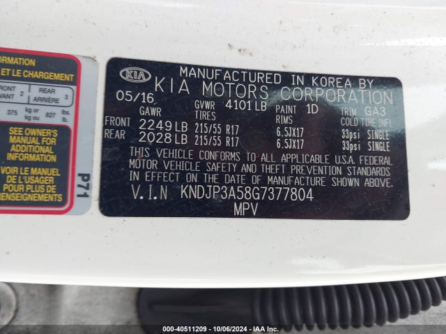 KIA SOUL + 2016 KNDJP3A58G7377804 Image 9