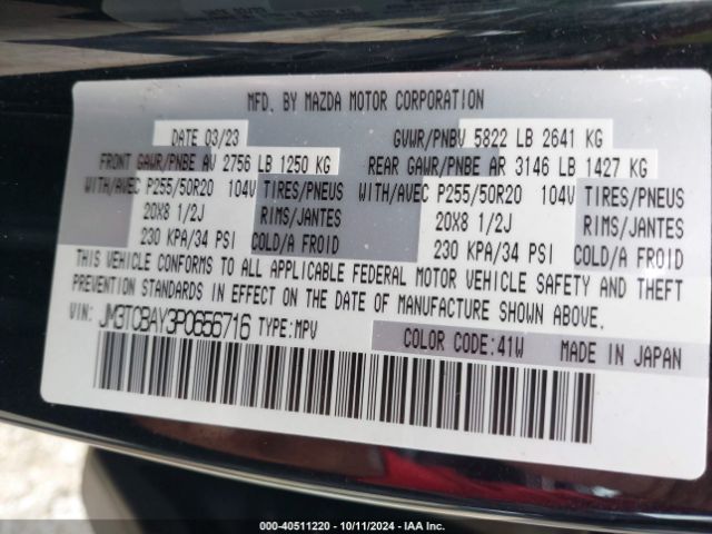 JM3TCBAY3P0656716 Mazda Cx-9 Touring Plus