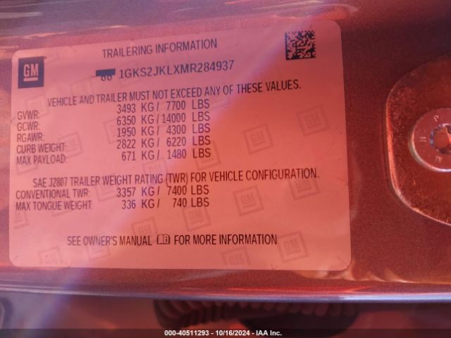 1GKS2JKLXMR284937 GMC Yukon Xl 4wd Denali