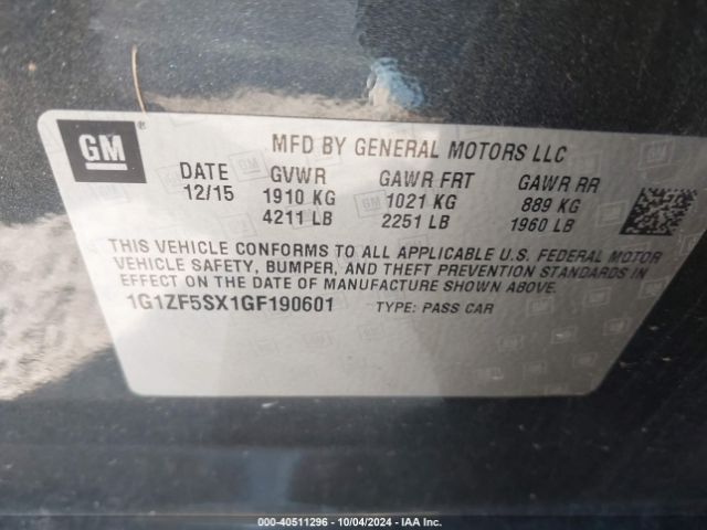 1G1ZF5SX1GF190601 Chevrolet MALIBU 2LT