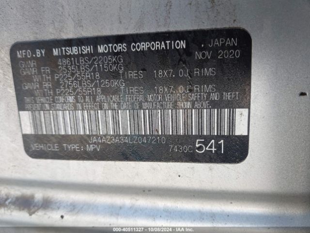 JA4AZ3A34LZ047210 Mitsubishi Outlander