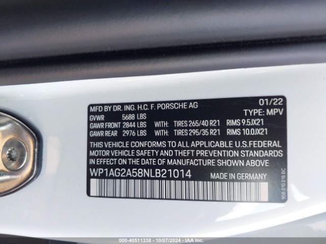 2022 PORSCHE MACAN WP1AG2A58NLB21014 Photo 8