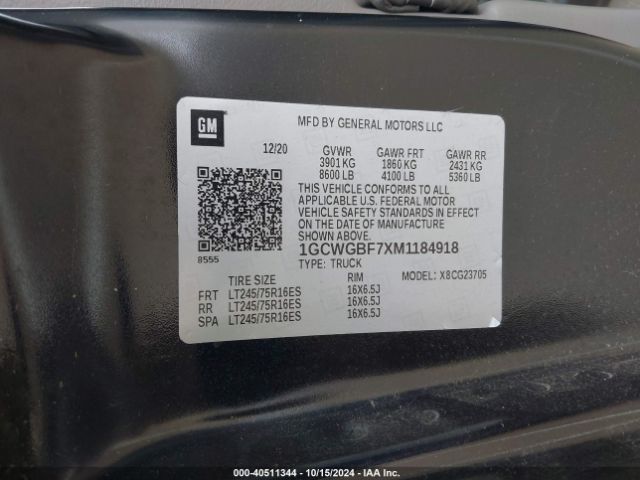 1GCWGBF7XM1184918 Chevrolet Express Cargo Rwd 2500 Extended Wheelbase Wt