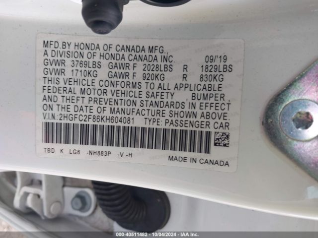 2HGFC2F86KH604081 Honda Civic Sport