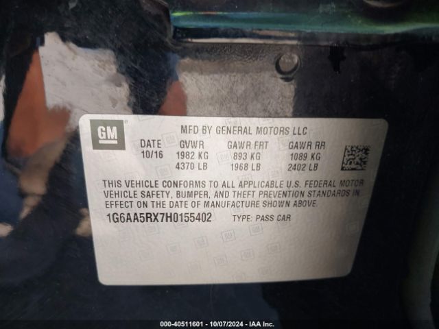 1G6AA5RX7H0155402 Cadillac Ats Standard