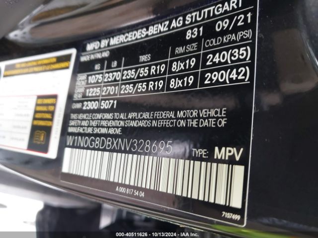 W1N0G8DBXNV328695 Mercedes-Benz Glc 300 Suv