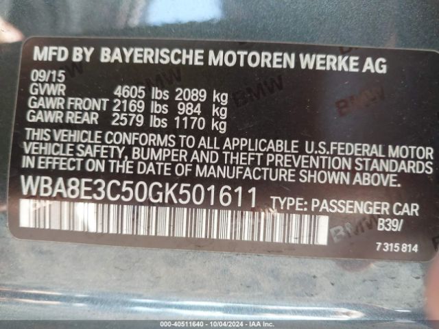 WBA8E3C50GK501611 BMW 328i Xdrive