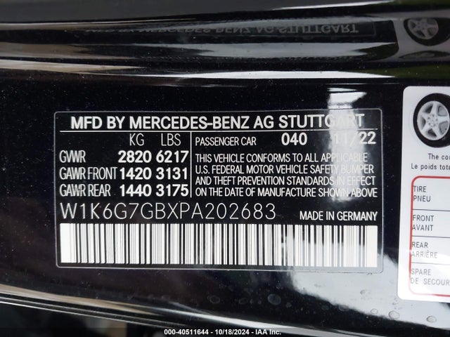 W1K6G7GBXPA202683 Mercedes-Benz S 580 4matic