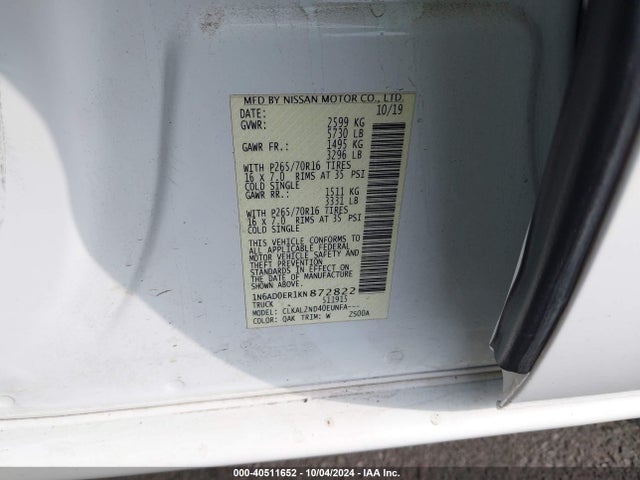 Nissan Frontier Sv 2019 1N6AD0ER1KN872822 Image 9